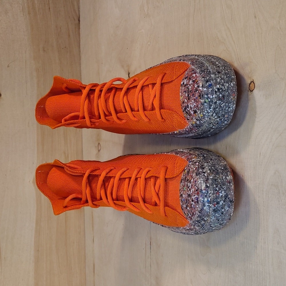 Converse Renew Chuck 70 Knit High In The 'Bright Poppy' Orange Colorway Shoes - Picture 3 of 10